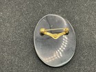 Vtg Oval Shape Mop   Abalone Shell Inlay Lady Wearing Hat Profile Brooch