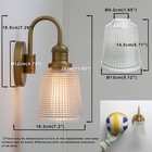 1-light Brass Gold Indoor Glass Wall Sconce With Clear Ripple Shade  Vanity H   