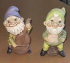 Vintage Ceramic Garden Gnome Set Of 6 Figurines With Musical Instruments Wright