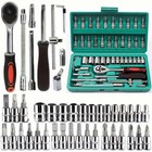 46 Pcs Socket Wrench Set 1 4  Drive Ratchet Metric Kit Garage Car Repair Tool Us