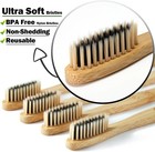 Bamboo Toothbrushes 10 Pack Biodegradable Soft Medium Charcoal Bristles
