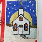 Vtg Caron Church With Star Latch Hook Rug Kit  1980 20 x 27  Christmas Open Box