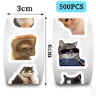 500pcs Roll Funny Cat Meme Stickers Waterproof Cartoon Graffiti Decals - New