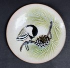 Vintage Norman Brumm Mid Century Modern Enamel On Copper Chickadee Bird Plate