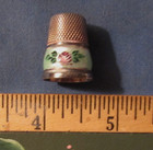 Vintage Sewing Sterling Silver   Enamel Roses Thimbel Germany Size 6