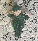 Vintage Gilner Ceramic Pixie Elf Figurine-green Shelf Sitting Elf   look