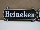 Vintage Pair Heineken Small 7-1 4   Black Plastic Stick-on Beer Signs