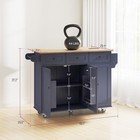 Mobile Kitchen Island With Power Outlet Drop Leaf Kitchen Cart Blue