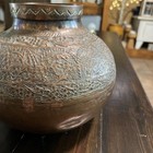 Indian Antique Handmade Brass Round Water Jar Matka Pot Fine Hand Engraved Large