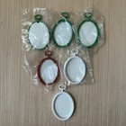 Lot Of 6 Vtg Craft Needlepoint Ornament Frame Nos Red Green Plastic Oval 2 5   
