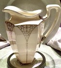 On Sale  Rare Antique Art Deco Lenox China Belleek Silver Overlay Water Pitcher