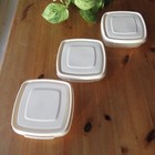 Lot Of 3 Rubbermaid Servin Saver  1 Storage Containers Square Almond Lid 2 C Usa