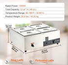 1500w Commercial Buffet Pan Steam Table Food Warmer 4-pan 4 X 12qt