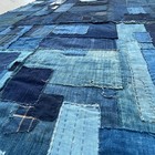 Massive Antique Japanese Indigo Boro Futon Cover 5-panel Sashiko Cotton Textile