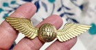 1930   s Us Air Mail Pilot Wing Genuine Screw Back  Gold Tone Wings