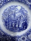 Set Of 4 Liberty Blue Washington Christ Church 7  Salad Plates Crazing Vtg