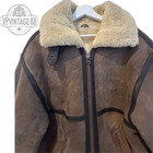 Vintage B-3 Aviator Bomber Jacket Brown Sheepskin Shearling Leather Flight
