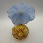 Czech Glass Bor Yellow Cut To Clear Blue Flower Perfume Bottle Crystal Vtg
