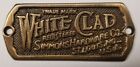 Antique Brass - Cast White Clad Ice Box Name Plate Nameplate Refrigerator Sim   