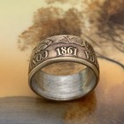 Unique 1861 Confederate States Brass Coin Ring Size 10 - Civil War Reenactment