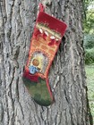 Needlepoint Christmas Stocking Child With Pet Dog Cat Long Vintage