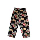 Briggs Vintage Postcard Tropical Hibiscus Print Wide Leg Pants Size 8 Black