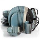 Square Dinnerware Set For 4 Stoneware Kitchen 16 Pc Plates Bowls Dishes Mug Usa 