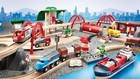 Brio 33052 Rail   Road Deluxe Set Wooden Railway Train 87 Pieces 11 Vehicles