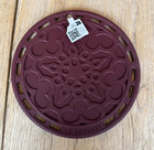 Le Creuset 8 In Round Silicone French Trivet Hot Pad Gripper Rhone Garnet New