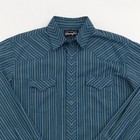 Wrangler Men s Western Shirt Pearl Snap Blue Green Stripe Cowboy Rodeo Large