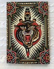 American Tattoo Art Canvas Print Split Face Panther Tiger Dagger Rose