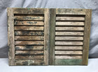 Pair Vtg Shabby Exterior House Window Wood Louvered Shutters 13x19 Old 614-25b