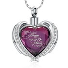 Crystal Urn Necklace Heart Memorial Keepsake Pendant Cremation Jewelry For Ashes