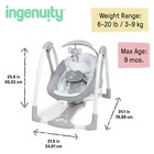 Ingenuity Convertme 2-in-1 Compact Portable Baby Swing 2 Infant Seat - Nash
