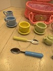 Delton Products Mini Tea Set With Pink Picnic Basket Children Toys