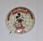 1930s Disney Mickey Mouse Globe Trotters Member Pevely Dairy Button St Louis Mo 