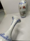Chinese Porcelain Vase Pair Cranes Landscape Blue White Polychrome Marked