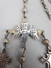 Lovely Vintage Yalalag Mexican Sterling Silver Dangling Cross Pendant Necklace
