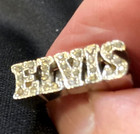 Vintage    elvis    Presley Ring Rhinestone Silver Tone Metal Adjustable Size 7-9