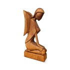 Wooden Hand Carved Abstract Sculpture Statue  kneeling Angel  Decor Art Figurine