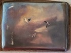 Antique Japanese Artist Signed Sterling Silver Cigarette Case Engraved Peacock 