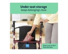 Medline Rollator Adjustable Foldable Walker With Seat And Storage Backrest 