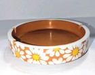 Vtg Mcm Daisy Ashtray Orange Yellow Flower Power 1960s 70s Groovy Ceramic 6  A  