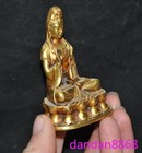 2 4  China Buddhism Temple Bronze 24k Gold Gilt Kwan-yin Goddess Buddha Statue