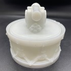 Vintage Milk Glass Snare Drum With Cannon Lid 4 1 4    Dia 3 3 4    Tall