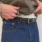 Vintage Silver And Black Studded Belt     Retro Unisex Style  Adjustable  New