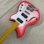 Strawberry Burst Jazz Electric Guitar Single-sided F-hole Maple Fingerboard