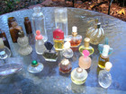Vtg Lot Of 35 Mini Vanity Purfume Glass Bottles Some Empty  Some With Purfume