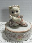 Vintage Ballerina Dance Cat Kitten Trinket Box Beautiful