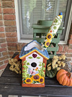 Ceramic Toilet Brush   Holder Set  Birdhouse Sunflower Cottage Core Granny Core